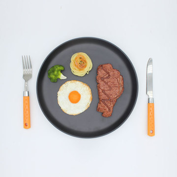 Gold Edge Chip Ceramic Dinner Steak Plate