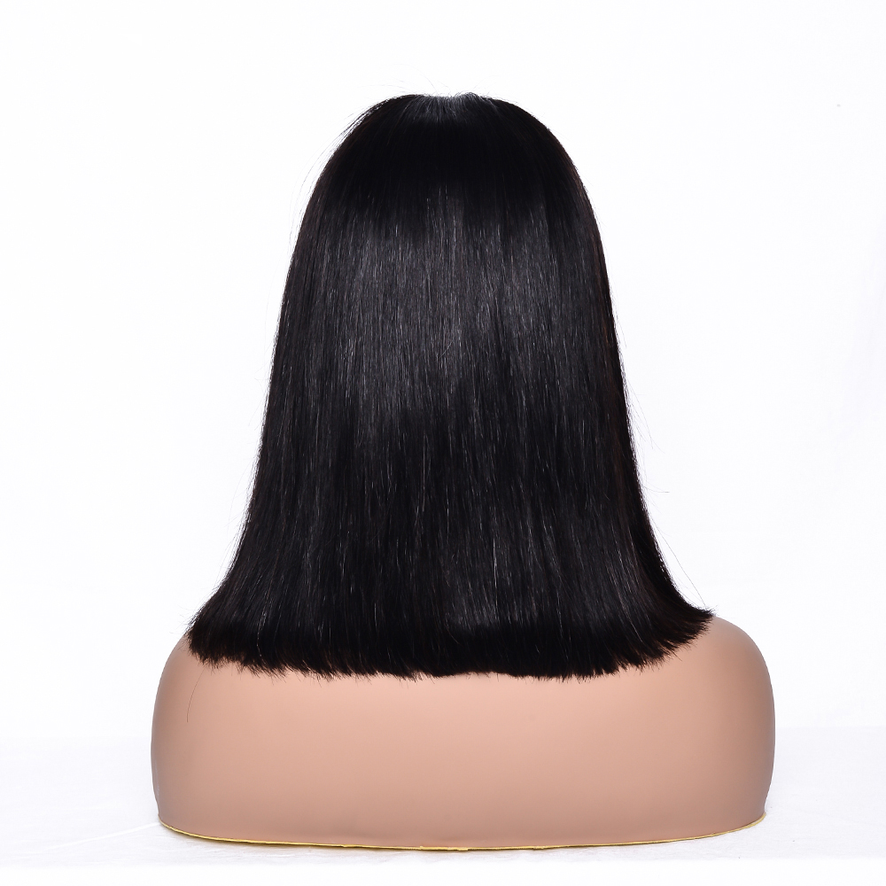 cheap price 100% virgin Brazilian human hair bob wig with bangs lace front bob wigs human hair