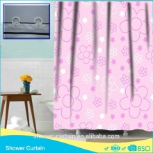 hookless printing pink theme flower shower curtain