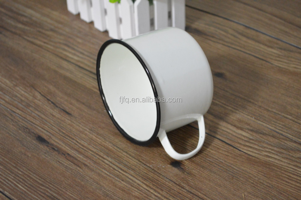 Enamel Cream Color Mug Camping Mug With Handle