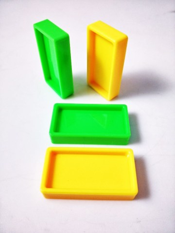 Colorful plastic domino for assemblage art, Domino Rally, small domino