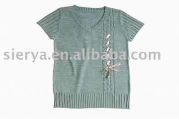 [Super Deal]V-neck short-sleeved sweater/knitted sweater