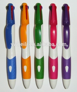 Retractable 4 color pen with grip,Multicolor pen,Multi color 4 color pen