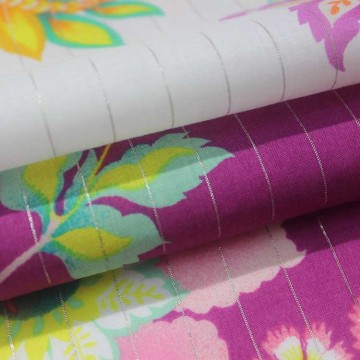 cotton floral print lurex fabric