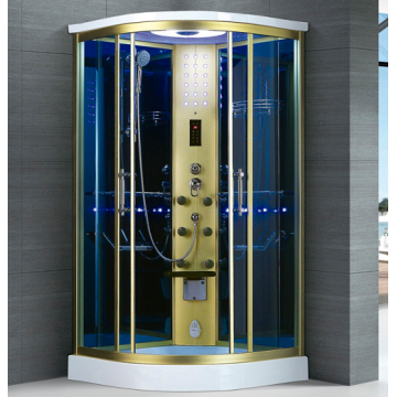 One Person Steam Shower Room with Gold Frame