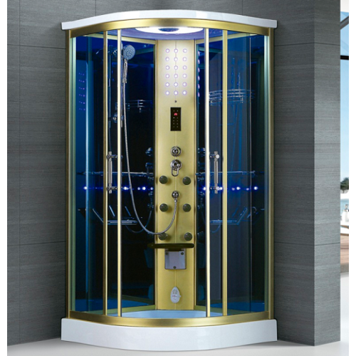 Fancy Shower Doors One Person Steam Shower Room with Gold Frame