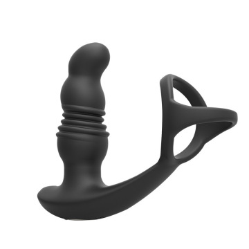 Vibrating Cock Ring with Anal Beads for Men