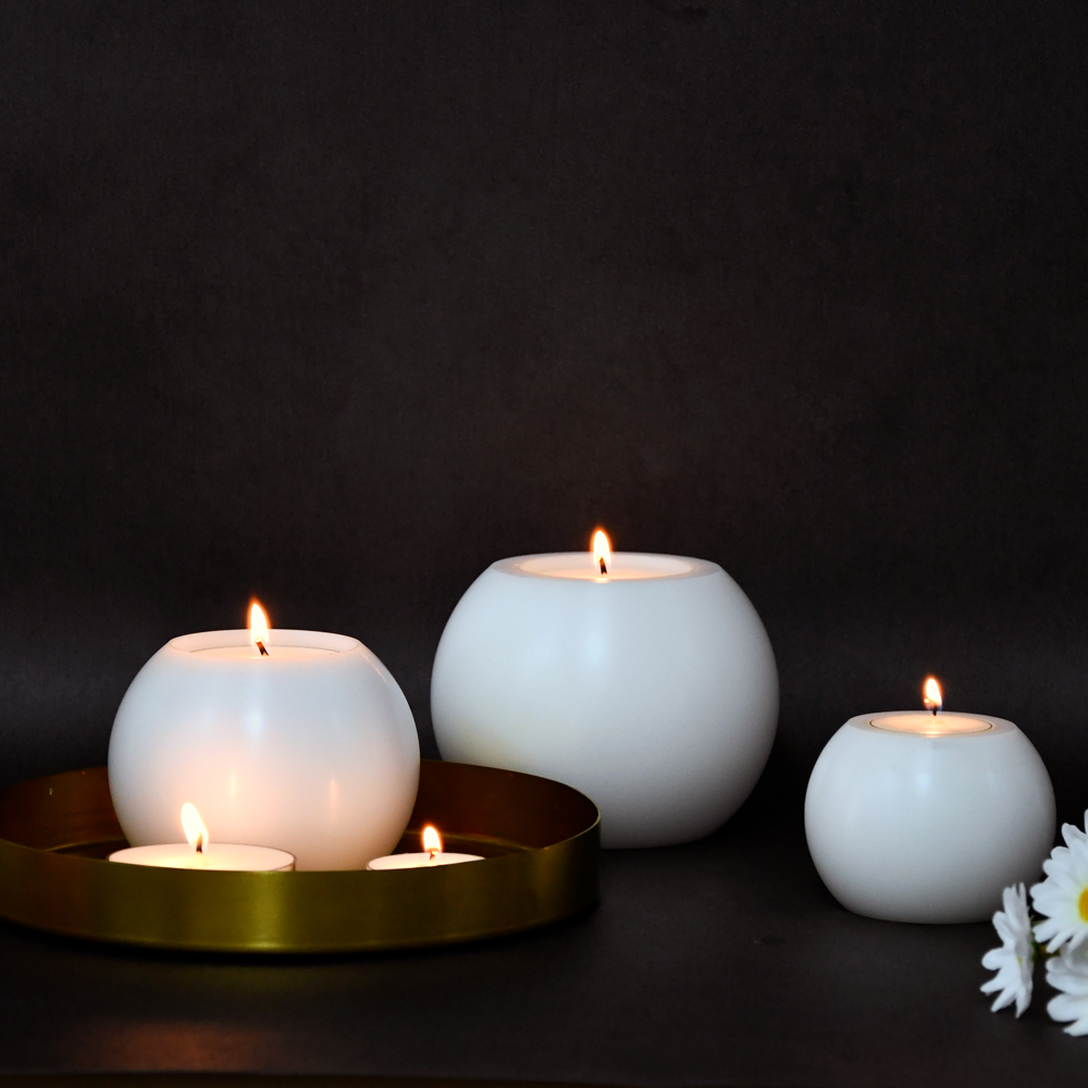 White Resin Modern Candle Holders For Decor