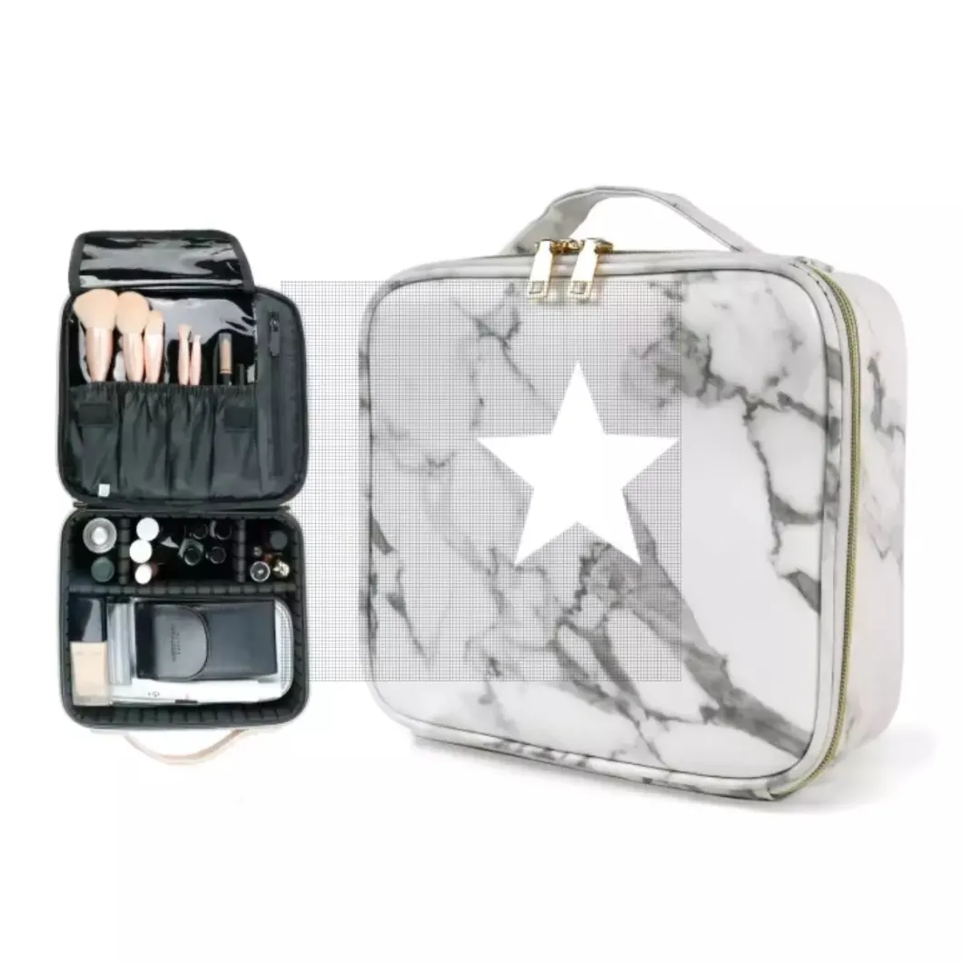 Waterproof PU Marble Travel Makeup Bag Private Label White Cosmetic Bag