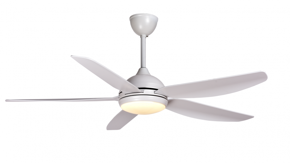 5-Blades Decorative White Ceiling Fan with LED Light