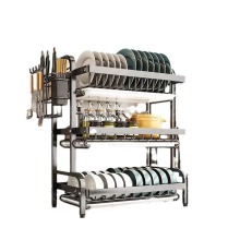 Durable Carbon Steel Countertop Drying Shelf for Kitchen Sundries