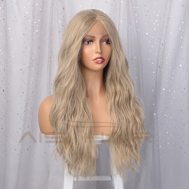 Aisi Hair Top Quality 24 Inch Long Wavy Blonde Swiss Lace Wigs Body Wave Synthetic Lace Frontal Hair Wigs For Black Women