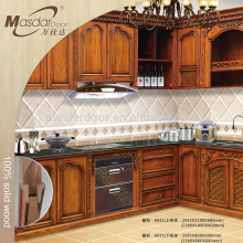China cheap pre assembled solid wood walnut kitchen cabinets