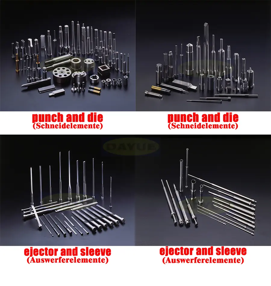 mold parts machining - -Core pins -Cores and inserts -Mold sliders -Gates -Punch and matrix