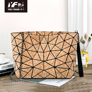 Geometric cork bag wood crossbody messenger cork custom crossbody bag shoulder bag