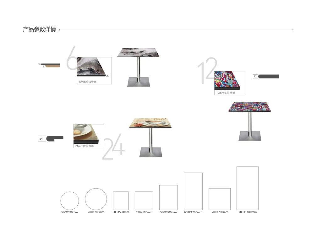 Factory Customized Waterproof 12mm Thickness Compact Laminate HPL Table Top