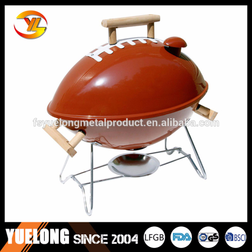 football shaped Charcoal BBQ grill, indoor charcoal barbeque grill, homemade charcoal bbq gill