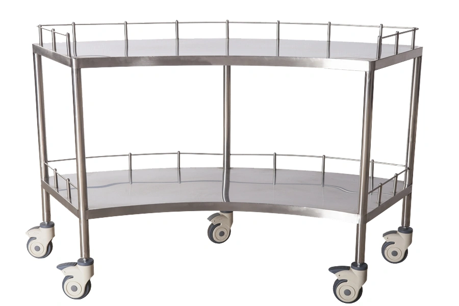Factory Direct Price Stainless Steel Hospital Trolley, Medical Trolly with Castor