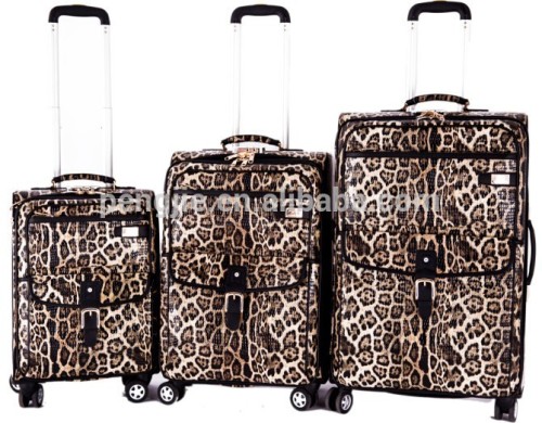 Trendy fashion Girls Leopard PU Leather Trolley Travel Luggage