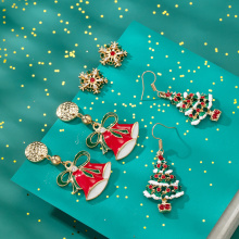 Boucles d&#39;oreilles pendantes de Noël Femmes Filles Mode Vacances simples Dangle Anneaux d&#39;oreille Ensemble de bijoux