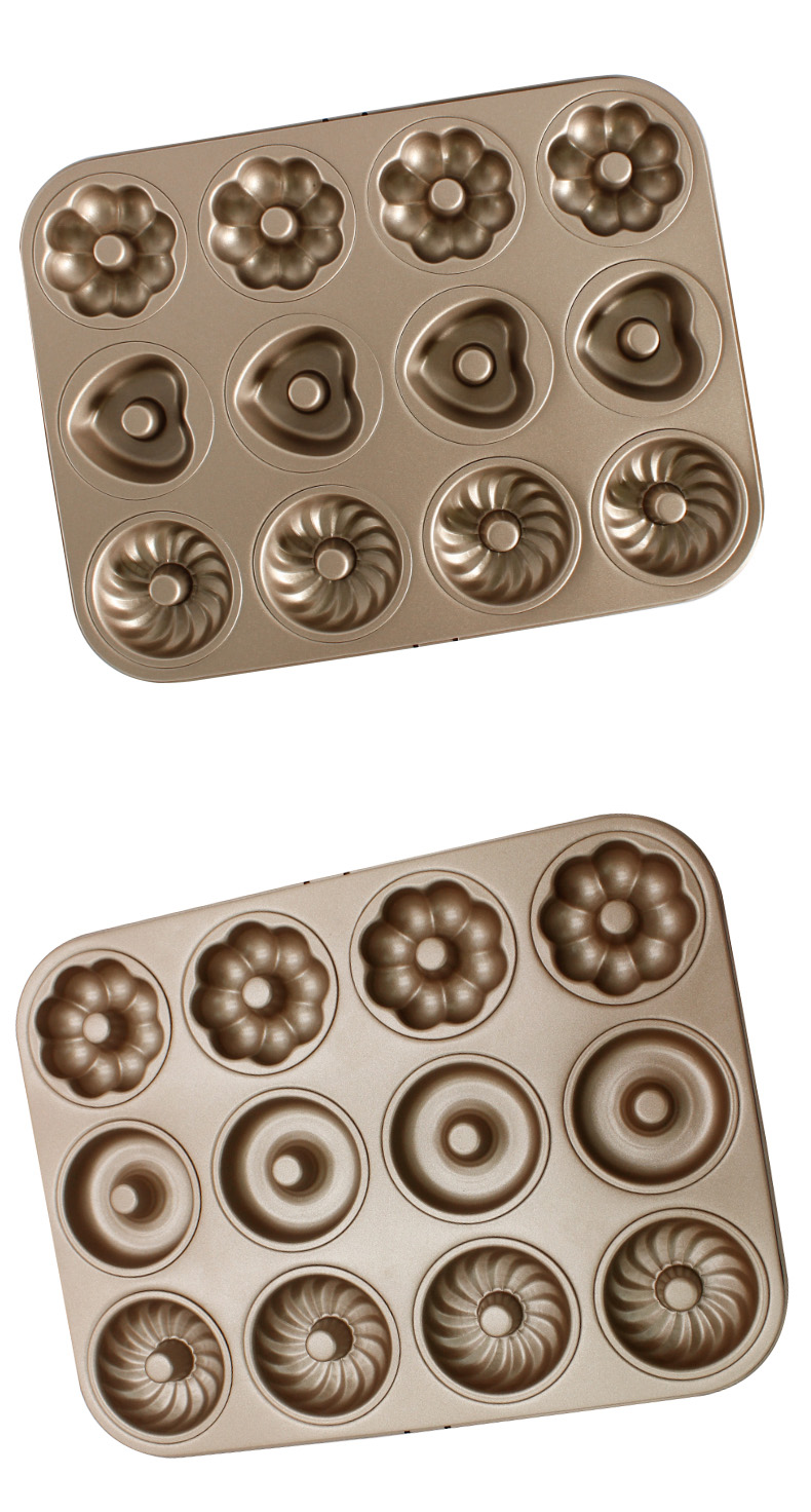 Forma para bolo donut de aço carbono com 12 cavidades (38) 12-cavity carbon steel doughnut cake pan (38)