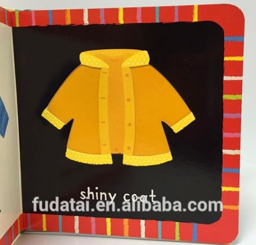 FDT customized top quality and lovely creative baby touch and feel board book printing with cloth