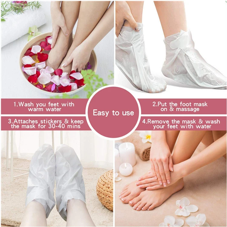 OEM Wholesale Exfoliating & Moisturizing Foot Peel Mask 4 Pack