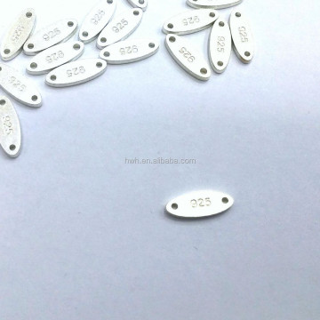 H1667 Solid Silver 925 Jewelry Plain Logo Tag Chain Connector