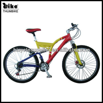 26" colorful dual suspension mountain bicycle