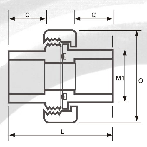 ASTM SCH80 UPVC Union Warna Kelabu Gelap