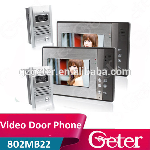 Video Door Phone Intercom 7" LCD Full Color Doorbell Intercom Kit 2 Camera 2 Monitor