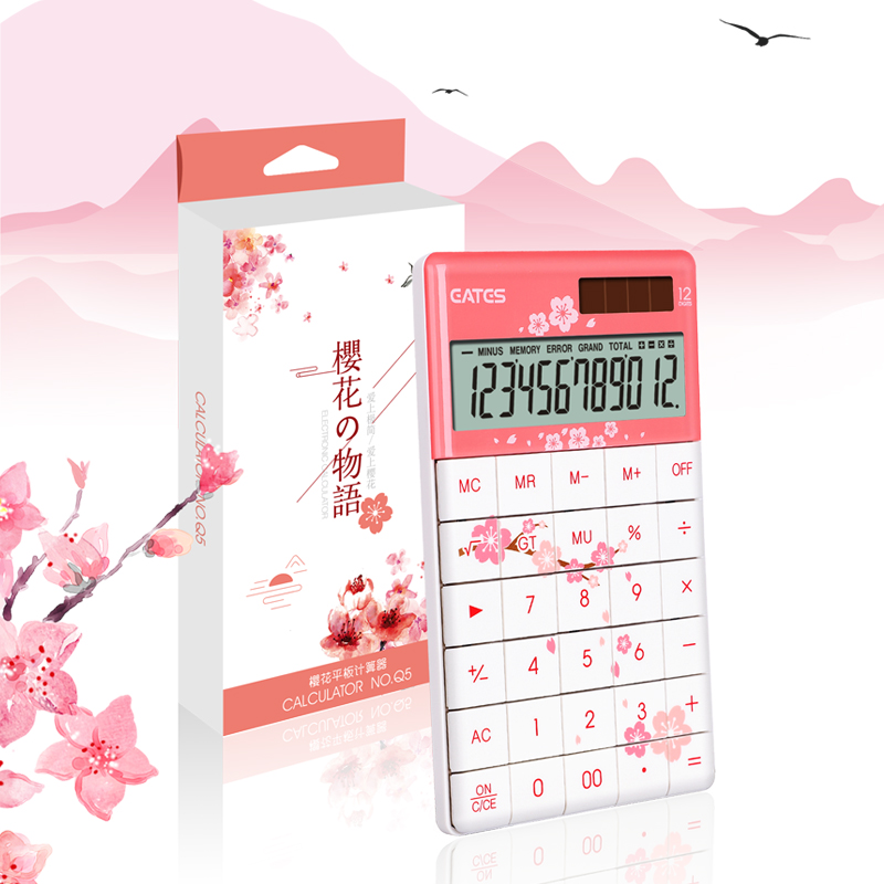 2020 New Flat Calculator Two Powers 12 Digits Big LCD Display Desktop Calculator With Adjustable Angle