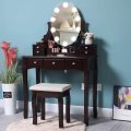 7 Drawers Padded Cushioned Stool LED Vanity Table