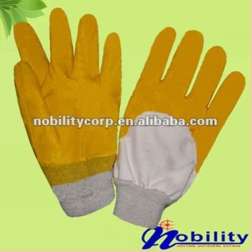 Interlock Lining Orange Rubber Nitrile Half Back Coated Gloves