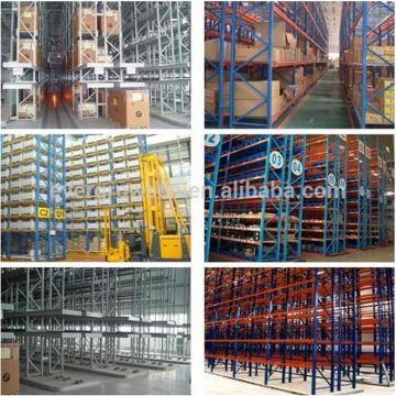 Warehouse pallet racking system with narrow aisle