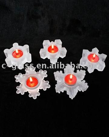 Snowflake modeling frosted glass candle holder