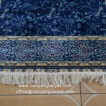 2.5'x10' Navy Blue Handwoven Persian Silk Gallery Runner