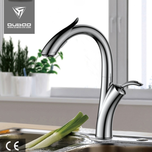 Chrome Finished Single Handle Pull Down Kitchen Faucet