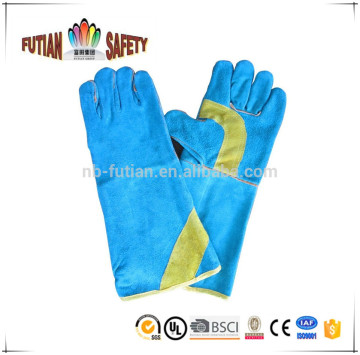 FTSAFETY Blue Cow Split Reinforce Palm Long Cuff Leather Glove