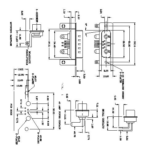 PDR7W2-MXXXXX00 POWER D-SUB 7W2 Right angle PCB-MALE TYPE 