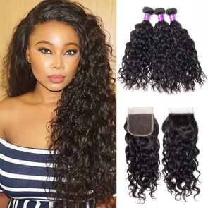 Wholesa No Shedding Tangle Great High Grade 1 donor 100% Virgin Brazilian Human Hair Bundles with Lace Closure for black women