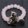 Pulsera de piedras preciosas elástica y cuentas redondas de cuarzo rosa 8 mm con ardilla de aleación Diamante