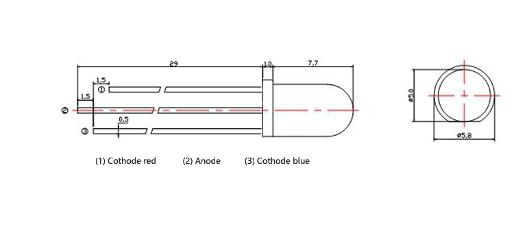 red and blue led