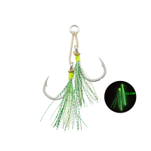 Customize JANKER High Quality PALS Series UV Purple Tinsel Power Jigging Heavy Duty Twin Assist Hooks for Saltwater