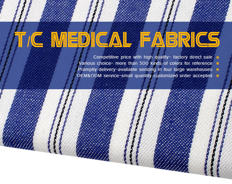 100% cotton vertical stripe hospital gown fabric for medical uniform