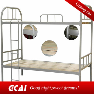 Metal bunk beds are used in dormitory