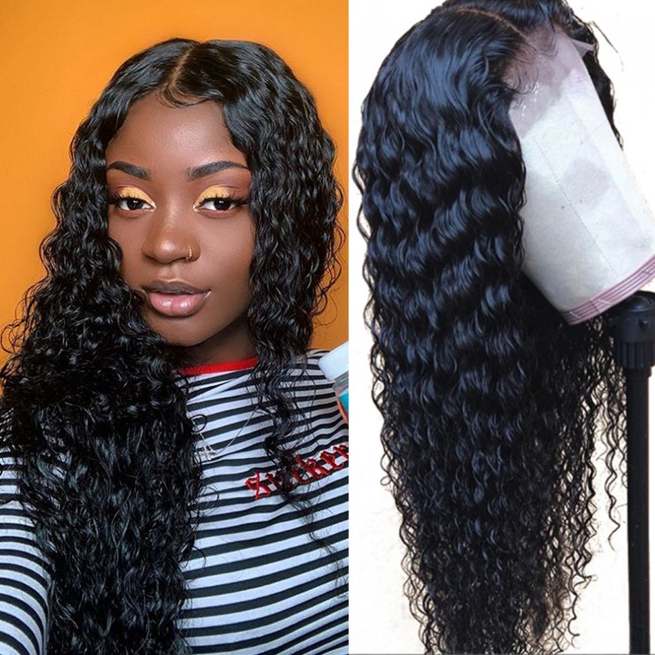 Transparent Thin Fim 13x4 Hd Fine Swiss Lace Frontal Human Hair Wigs Pre Plucked Brazilian Deep Wave Lace Frontal Wig