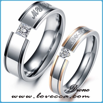 High quality stainless steel engagement wedding ring his and hers sets