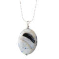 Natural Gemstone Agate Necklace with Silver Chain