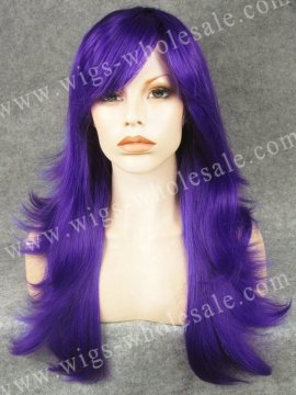 Synthetic lace front wig cap purple straight long halloween costumes wigs N10-3700L